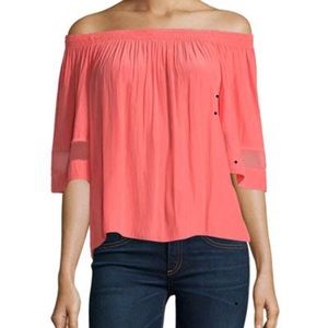 Ramy Brook coral off the shoulder ladies top